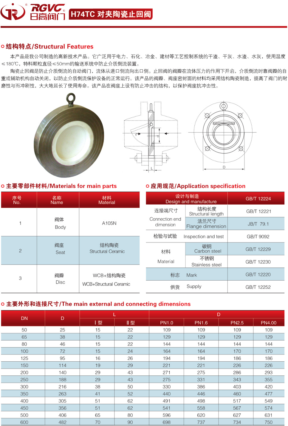 H74TC對(duì)夾陶瓷止回閥